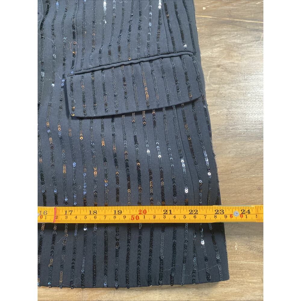 Michael Kors Pinstripe Sequined Crepe Sleeveless Blazer Black 10 (xRTR) RT $655 - Picture 9 of 14